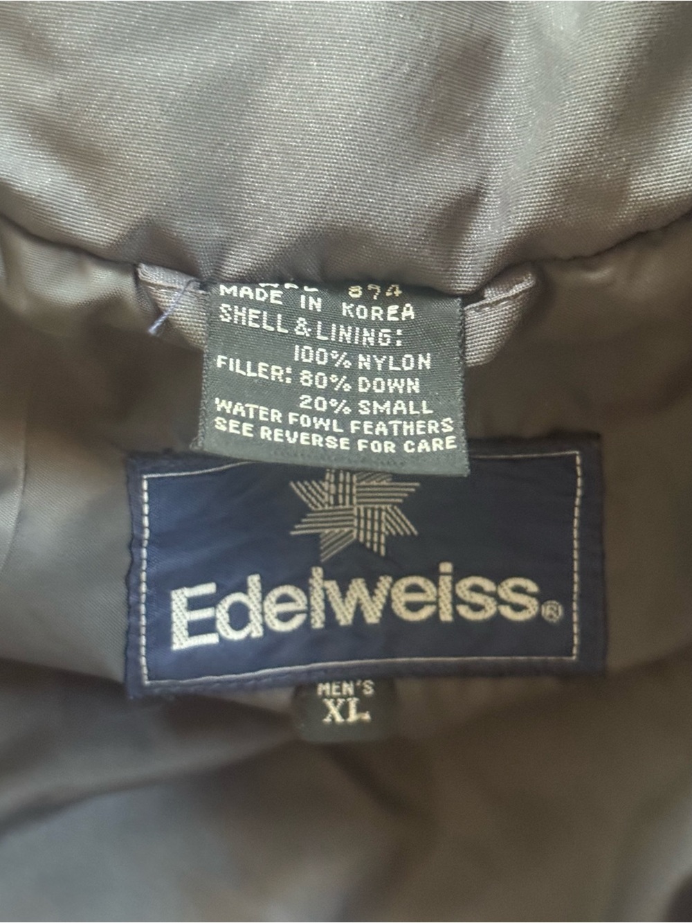 EdelWeiss Men's down Gray Puff Jacket with Navy Label